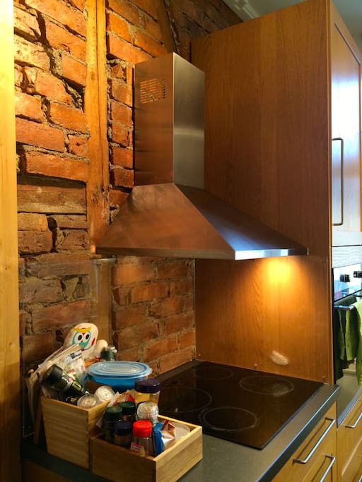 Brick walls in the kitchen