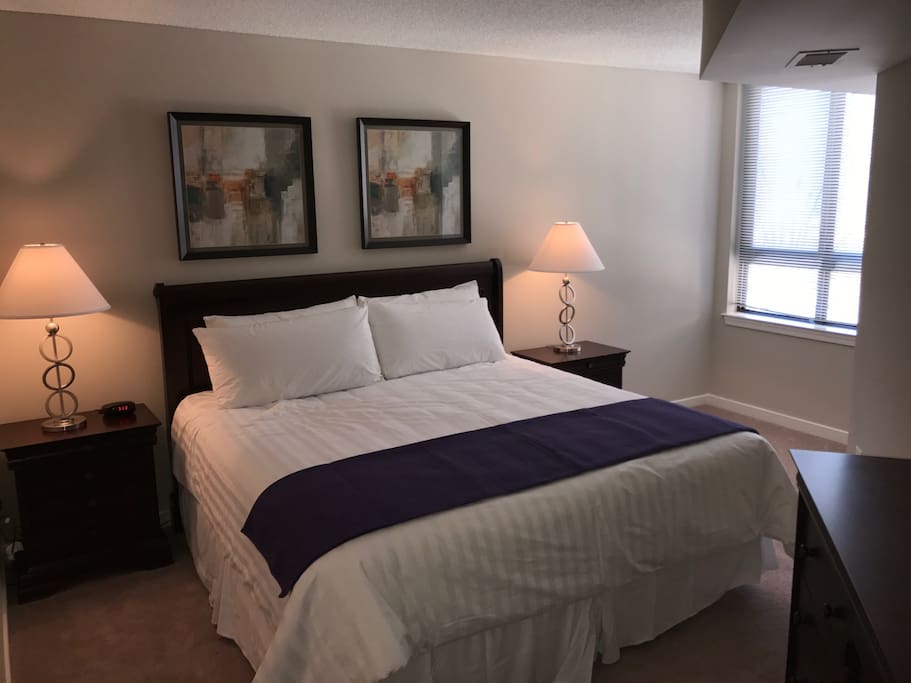 Master bedroom with king bed in almost all apartments.