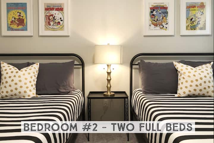Sleep four people comfortably with two full size gel memory foam beds - perfect for kids or adults!