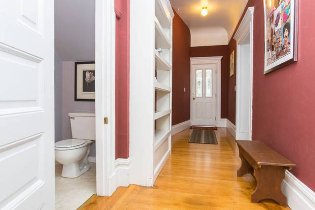 Entrance hall & half bath.