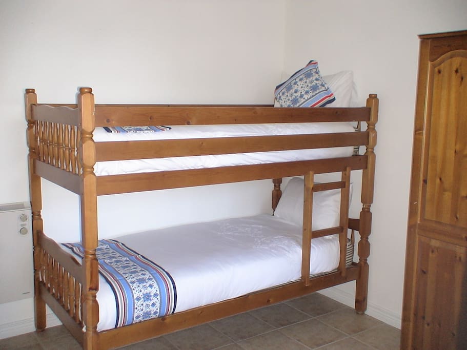 Nautical Double Single Bunks With Secure Ladder In 2nd Bed Room - Under Bed Storage For Luggage