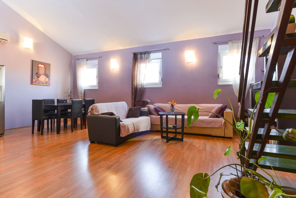 Living room with kitchen