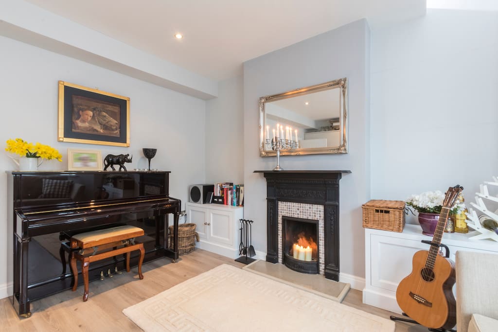 Piano and Fireplace