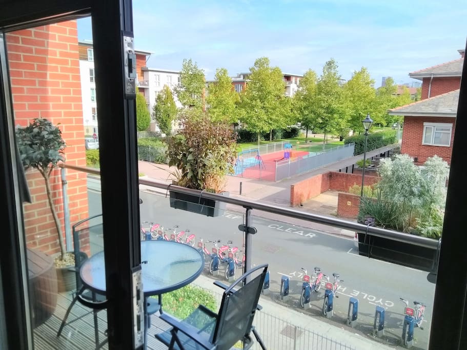 Balcony with a view on the park
