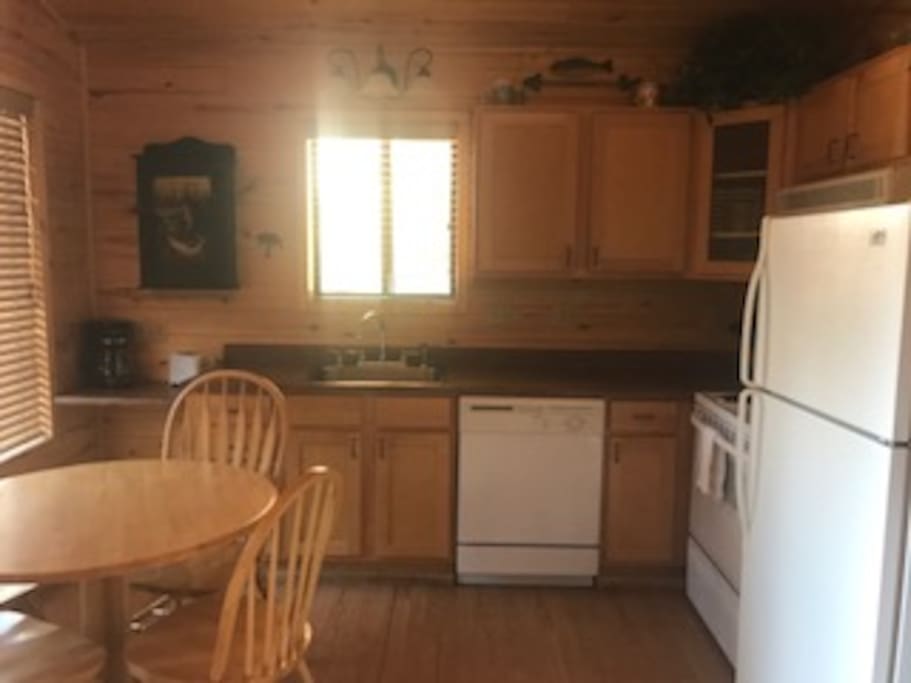 Enjoy the full size kitchen, coffee pot, dishwasher, stove/oven. BBQ grill for your use.