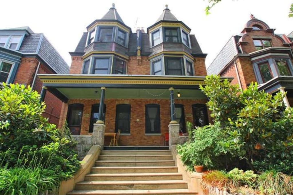 Front of the twin Queen Anne-style Victorian