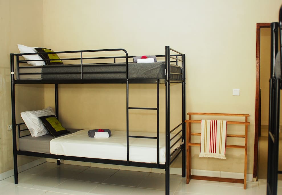 Mixed dormitory room with 4 bunk beds plus additional 2 beds available. Breakfast included.
Located closely to all the best surfing spots in south Bali.