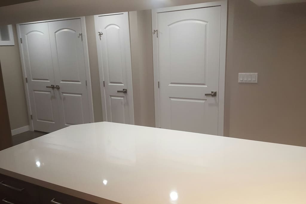 Entry closet, pantry and entrance door