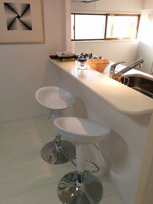 Counter with stools