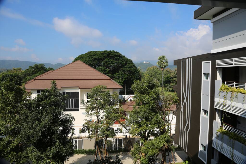 Balcony view of Doi Kham mountain and temple