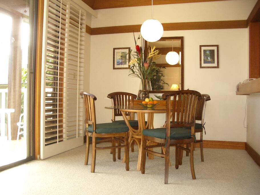 Dining available inside or out on our lanai.