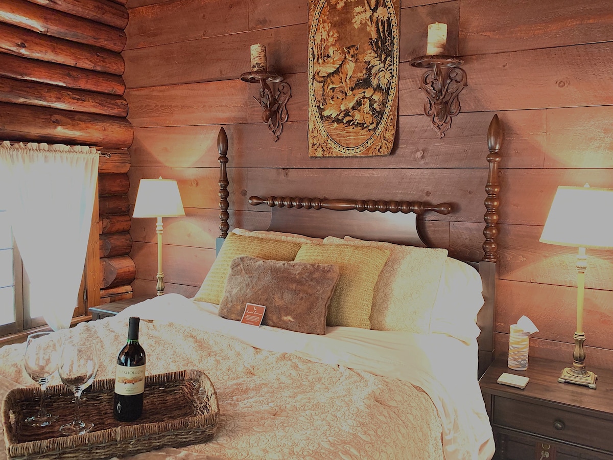 Šarmantna spavaća soba za goste s starinskim Fox Tapestryjem i televizorom s ravnim ekranom pričvršćenim na zid