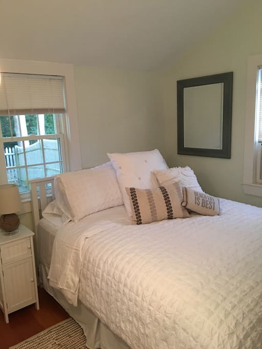 Master bedroom has TV and large closet