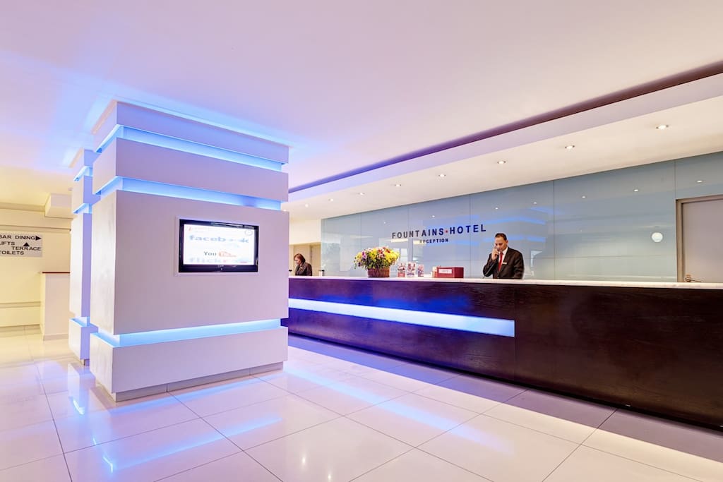 Reception on ground floor of hotel building