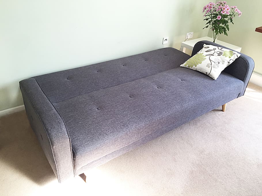 Sofa folded out as double bed - can accommodate another person comfortably