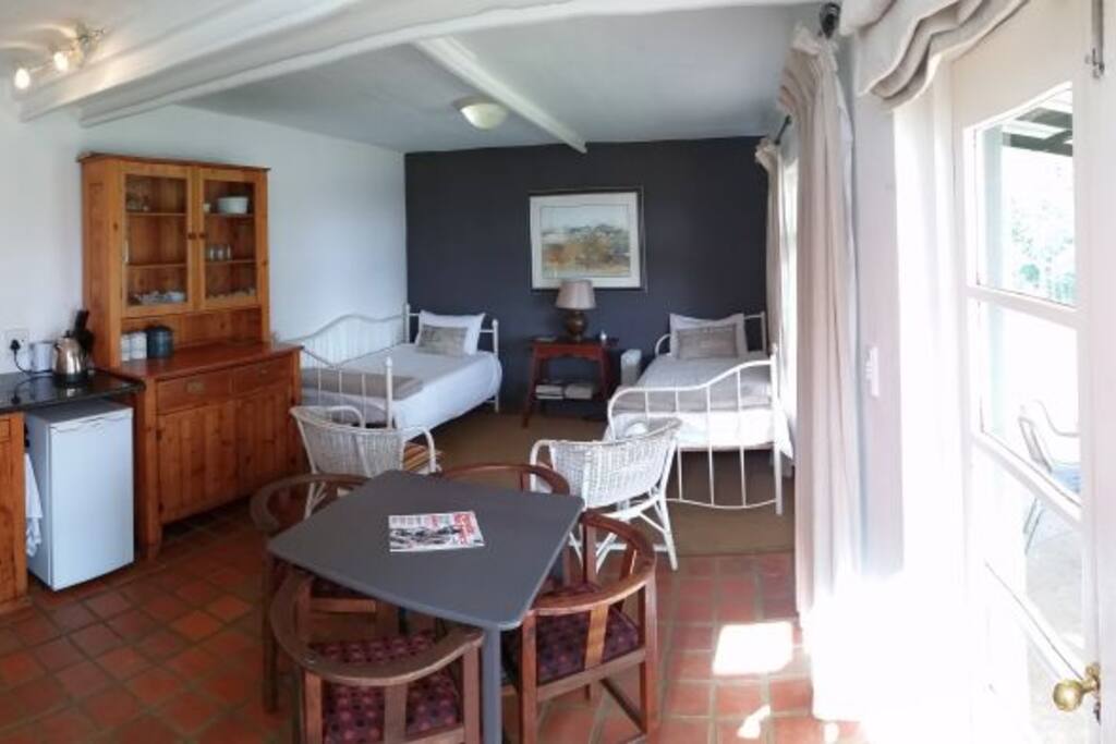 Creamery Lower - 2 sleeper, kitchnette + en-suite shower, private veranda with barbecue facilities and use of the swimming pool