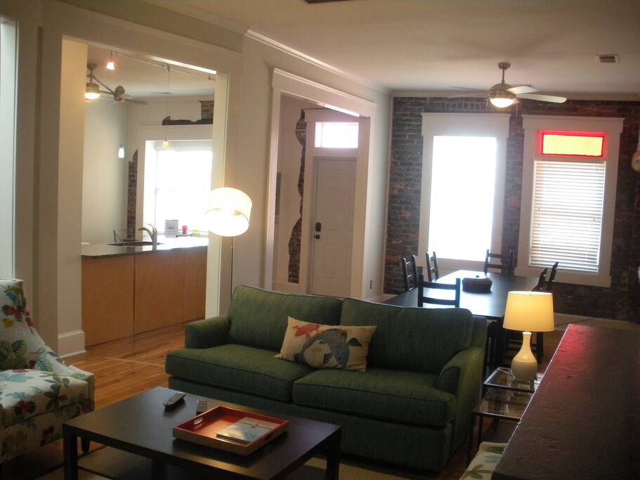 View showing portion of living area and dining area