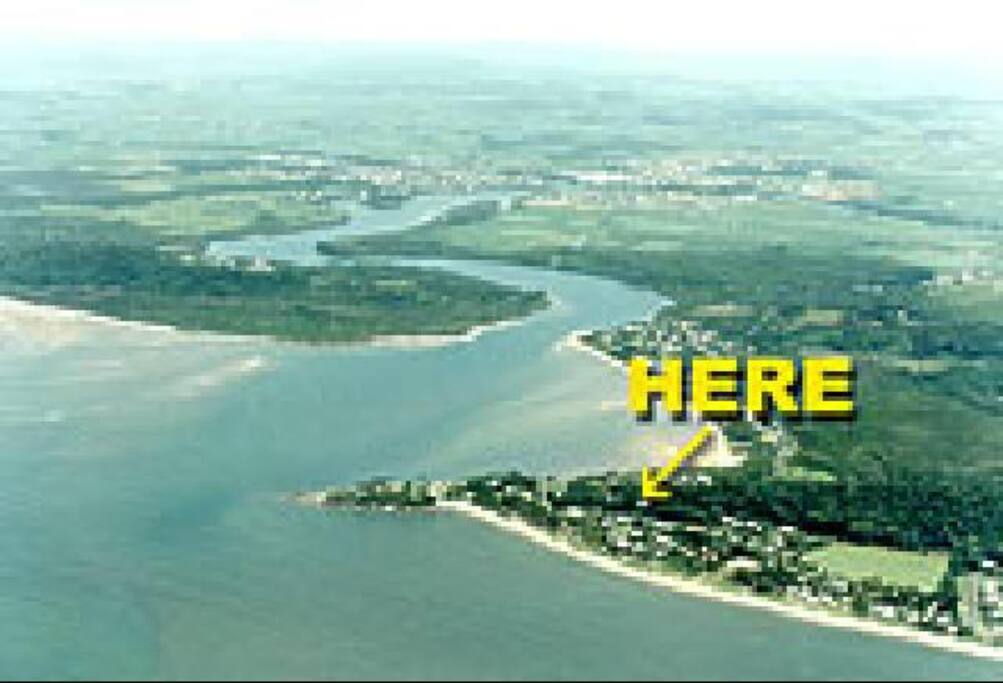 This is a view of the Johnson River estuary, showing where Hillside House is.