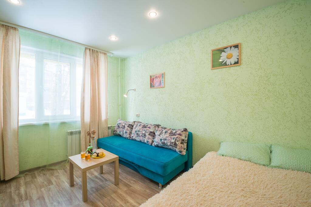 Гостиная-спальня с 4 спальными местами и телевизором*****Living room-bedroom with 4 sleeping places and TV.