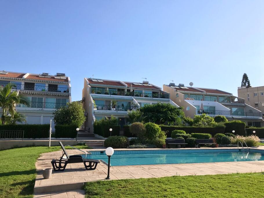 Pool view with Apartment in the background