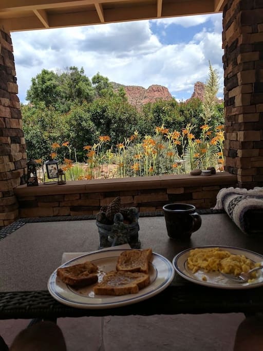 Breakfast on the patio. Unbeatable view!