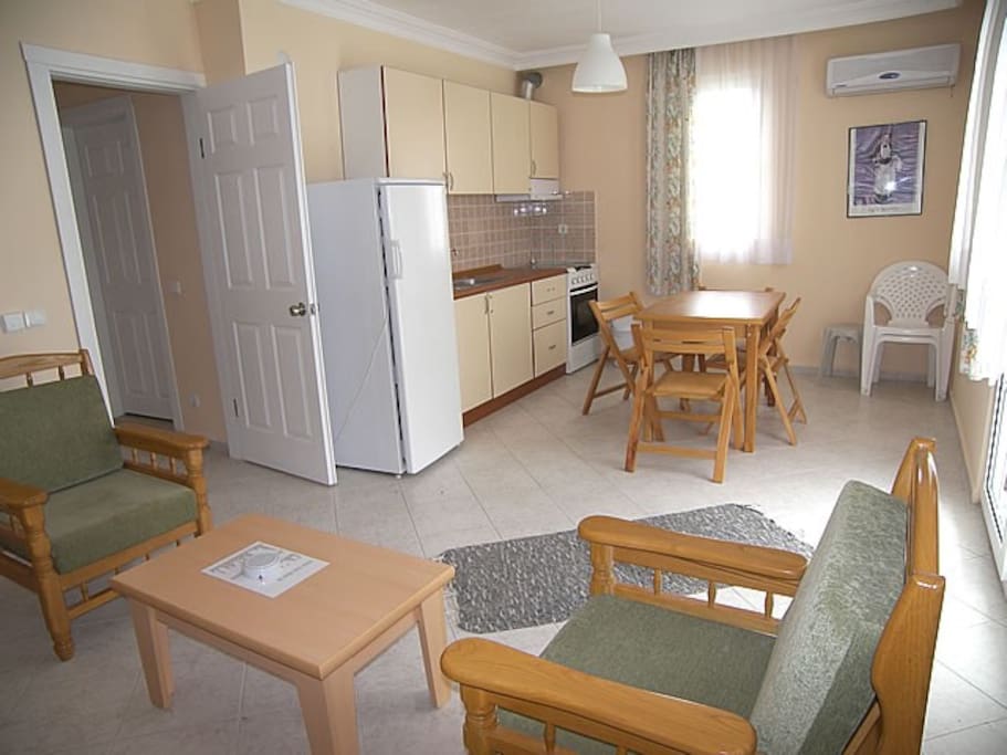 kitchen, living room