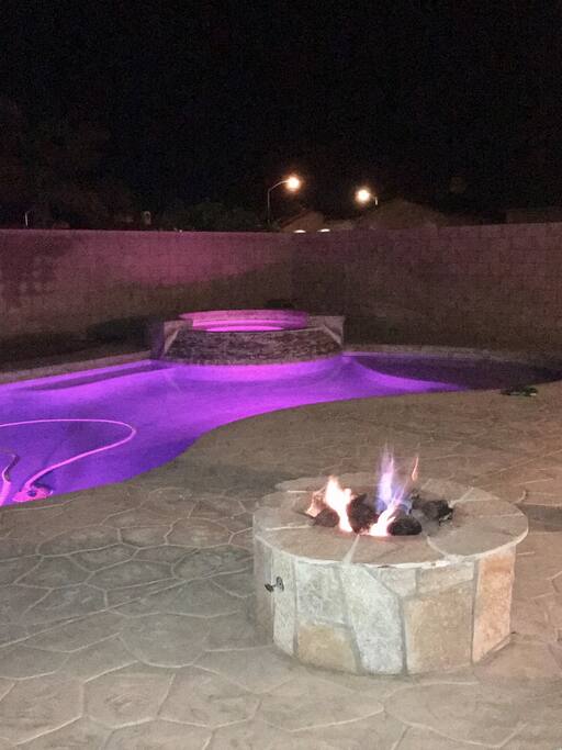 Pool and fire pit