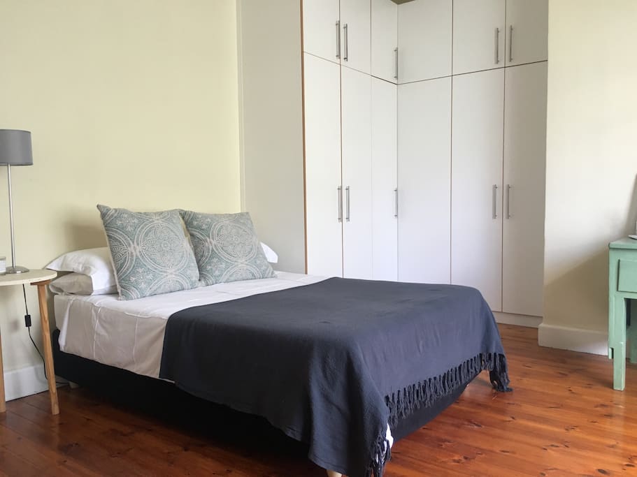 Very spacious bedroom, loads of cupboard space, high ceilings and gorgeous wooden floors.