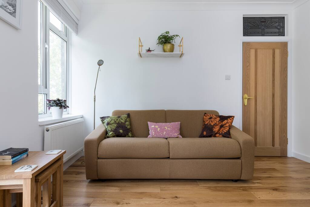 The sofa pulls out into a pocket sprung double bed. We're happy for children or teens to stay here free