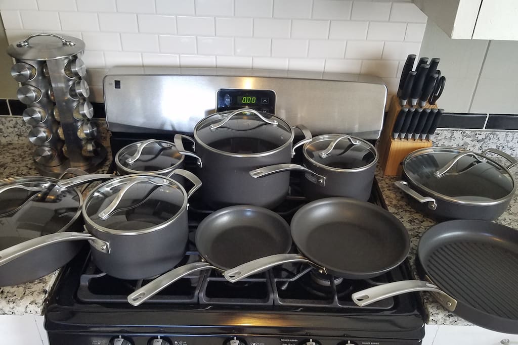 With all the pot and pans you need.