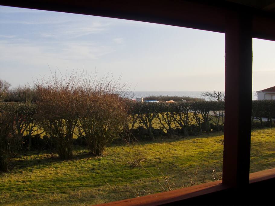 Utsikt mot havet från verandan