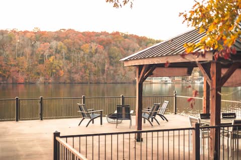 Waterfront Log Cabin w/ Pier, Deck + Sunset Views