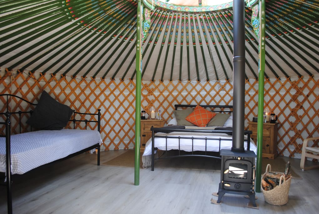Inside of the yurt
