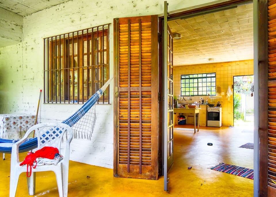 Looking into the kitchen from the veranda.