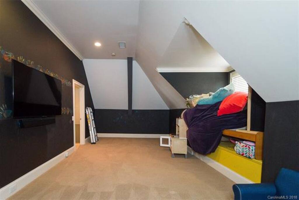 Movie in play room with Apple TV
