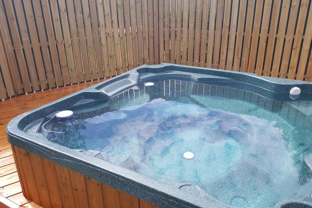 The new hot tub that has been installed.