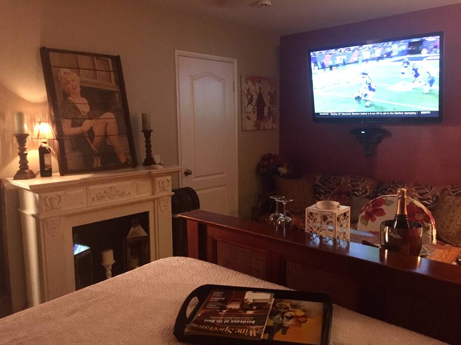 This room has an extra twin sofa couch and can sleep a third person