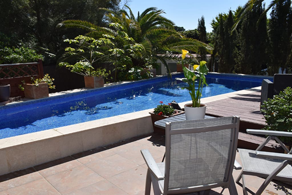Terrace off pool