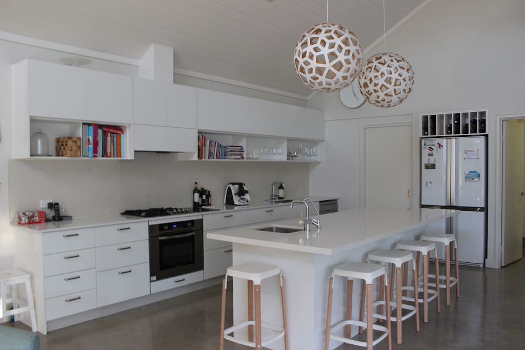 Gourmet kitchen featuring Highland gas and induction stove tops and large oven. Thermomix and nespresso coffee machine.