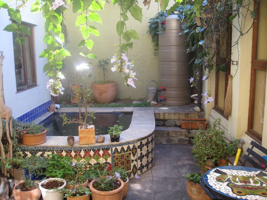 The downstairs courtyard