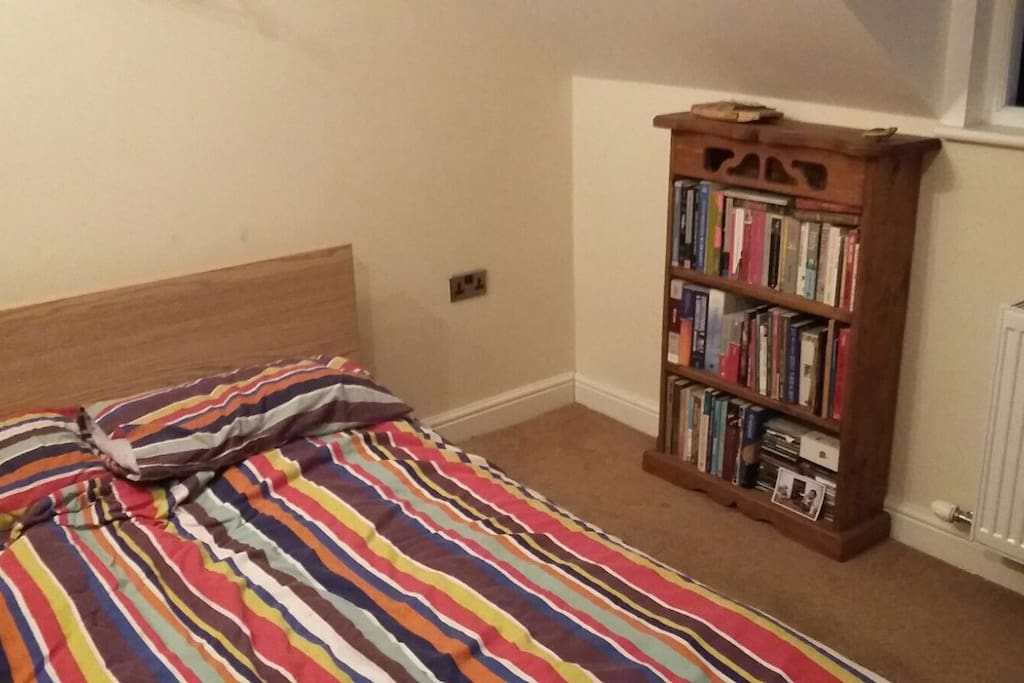 Bedroom with double bed and built it wardrobe
