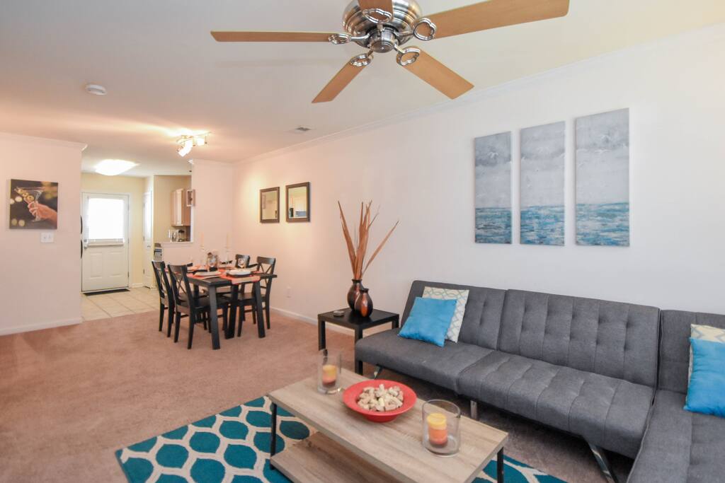 Couch converts into a queen size bed accommodating 2 more guests