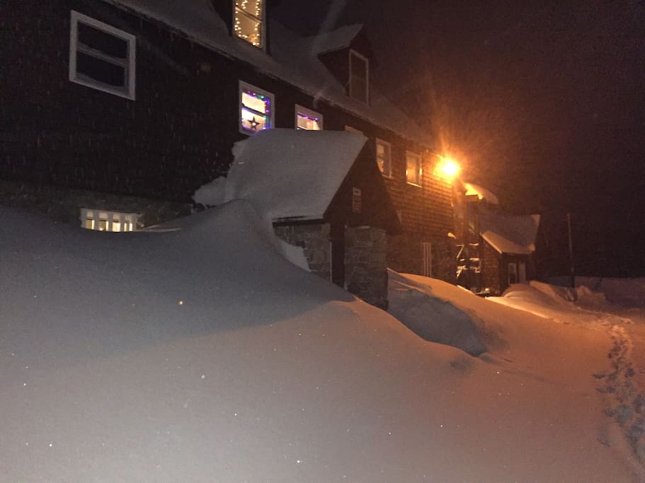 Nighttime with fresh snow