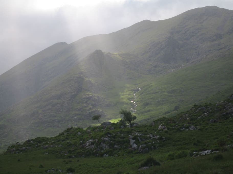 The views and mountains around the cottage... plus the sunbeams.