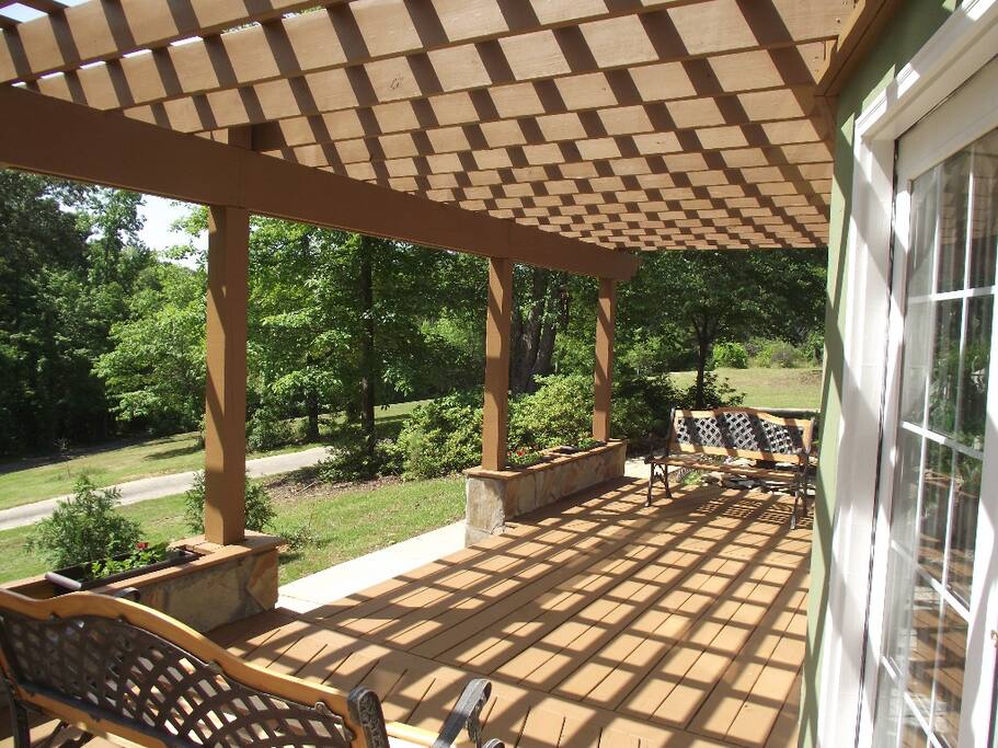 Pergola in front.