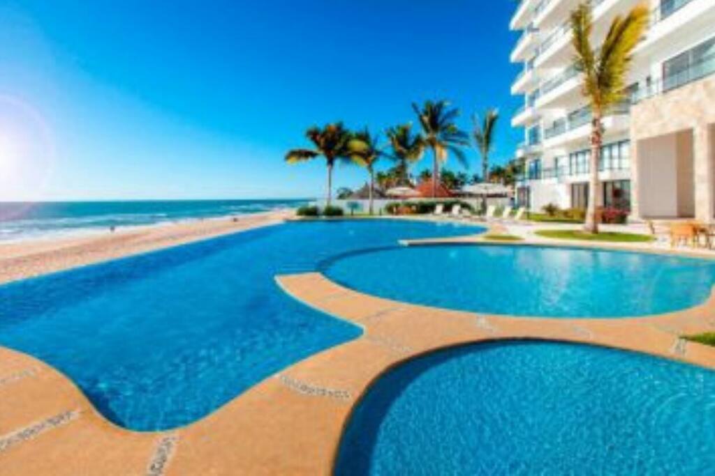 The beach just steps from the pool