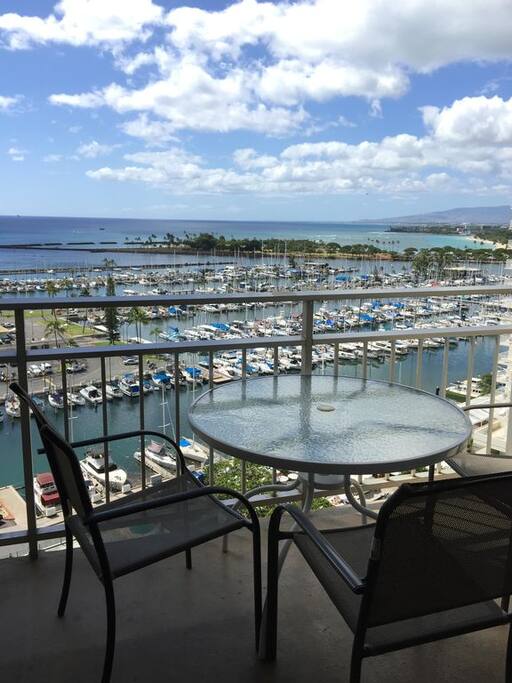 Our balcony is perfect for morning coffee, meals and hanging out.