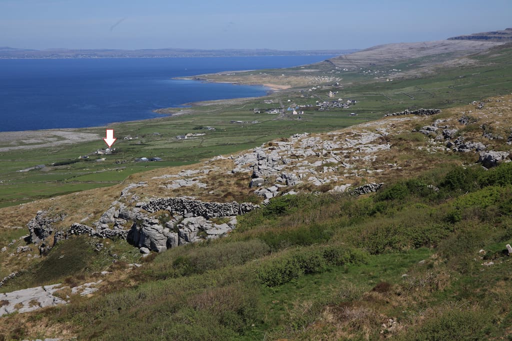 Fanore Bay and our house (arrow)