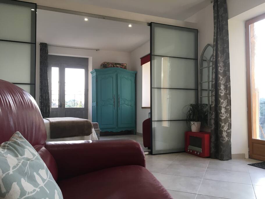 Newly installed moving wall divider