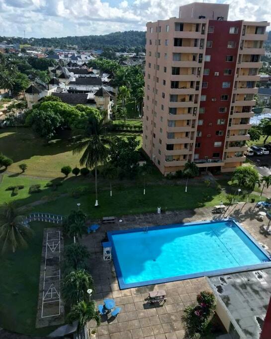 my view of pool and grounds area
